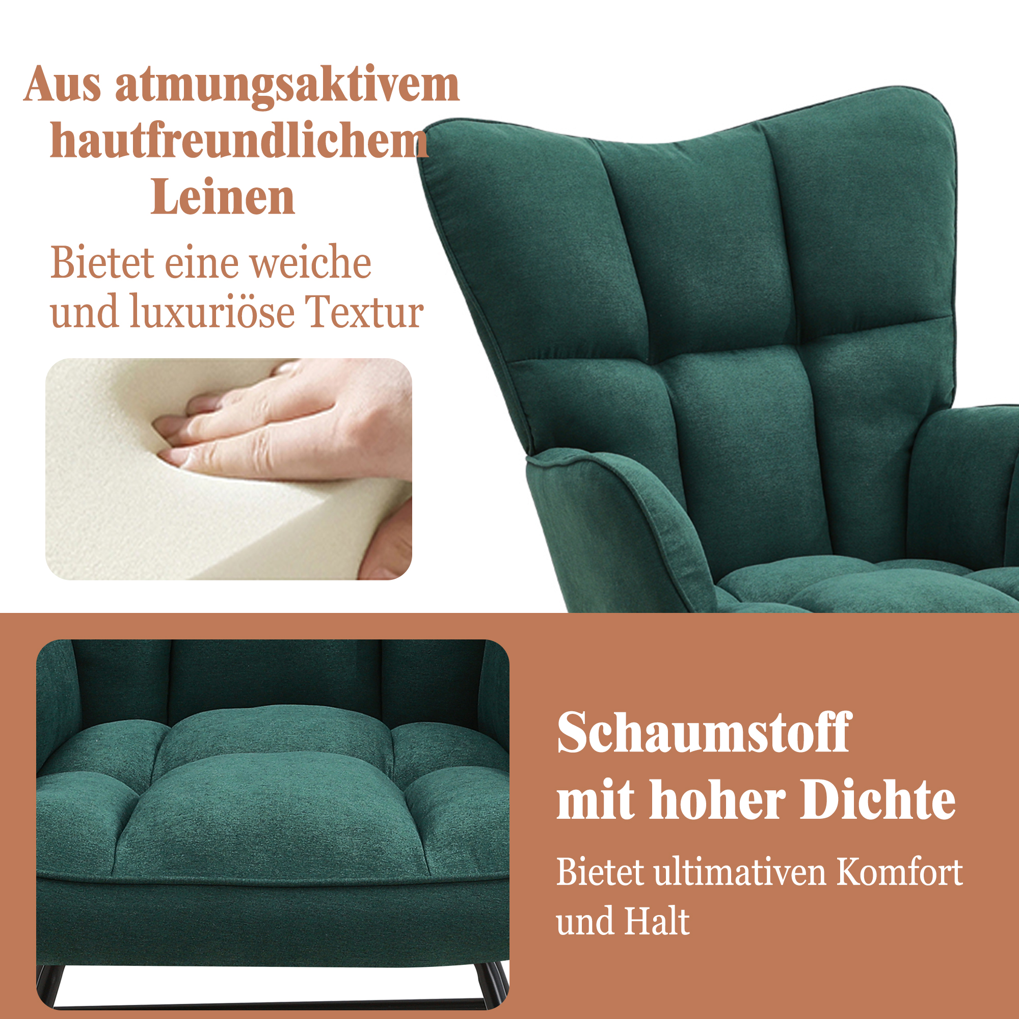 Schaukelstuhl mit Metallgestell – Grün – Bild 8