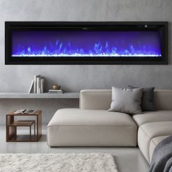 Home Nature Wohnkonzept 50 Zoll Elektrokamin Wand/Einbau/Stand Elektrischer Kamin, Einbaukamin, 3D Flammeneffekt und 12 Flammenfarben, 900W/1800W