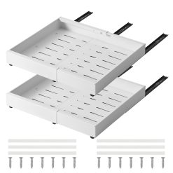 2er-Set Teleskopschublade Ausziehbar Küchenschrank Organizer weiß 32-52x53x6 cm