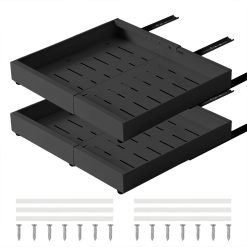 2er-Set Teleskopschublade ausziehbar Küchenschrank Organizer Schwarz 32-52x42x6 cm