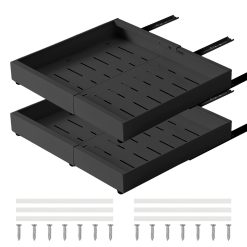 2er-Set Teleskopschublade ausziehbar Küchenschrank Organizer schwarz 32-52x53x6 cm
