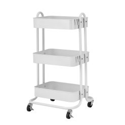 Küchenrollwagen Servierwagen mit Rollen Werkzeug Rollwagen 3 Ebenen weiß 40x44x80cm