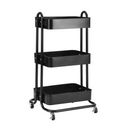 Küchenrollwagen Servierwagen mit Rollen Werkzeug Rollwagen 3 Ebenen schwarz 40x44x80cm
