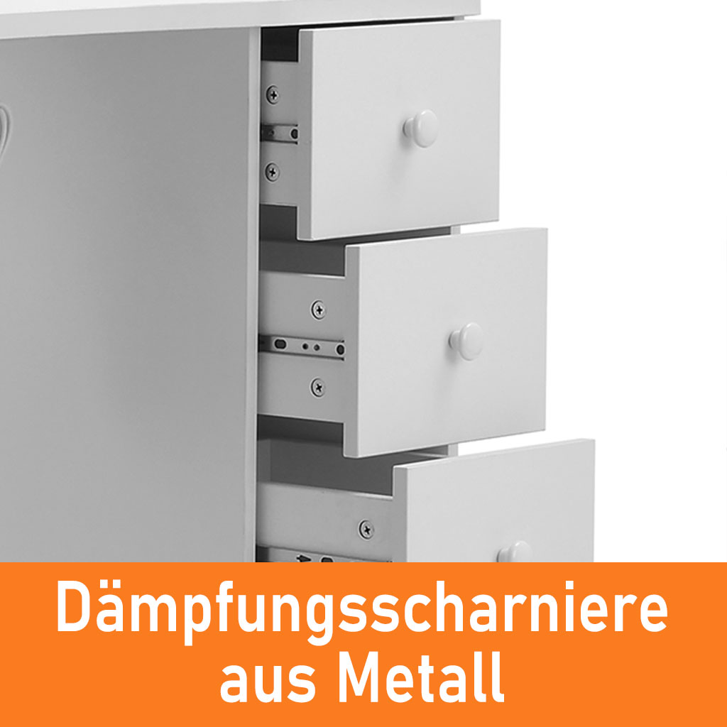 Manikürtisch mit Staubabsaugung Nageltisch 4 Schubladen weiß 47x120x80cm – Bild 10