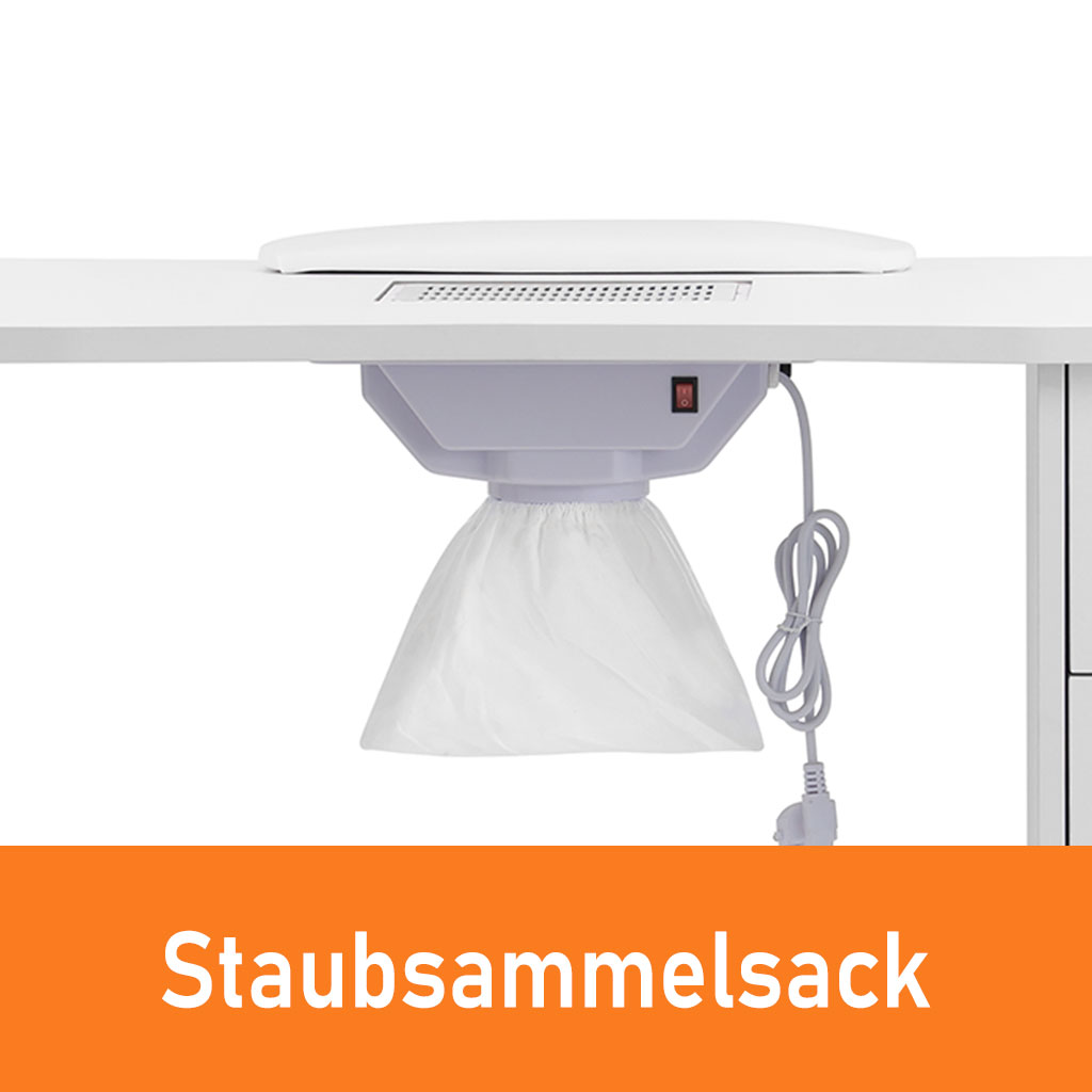 Manikürtisch mit Staubabsaugung Nageltisch 4 Schubladen weiß 47x120x80cm – Bild 11