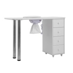 Manikürtisch mit Staubabsaugung Nageltisch 4 Schubladen weiß 47x120x80cm