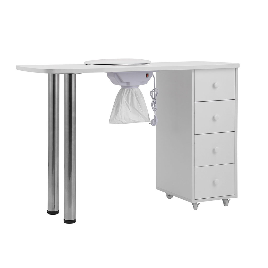 Manikürtisch mit Staubabsaugung Nageltisch 4 Schubladen weiß 47x120x80cm