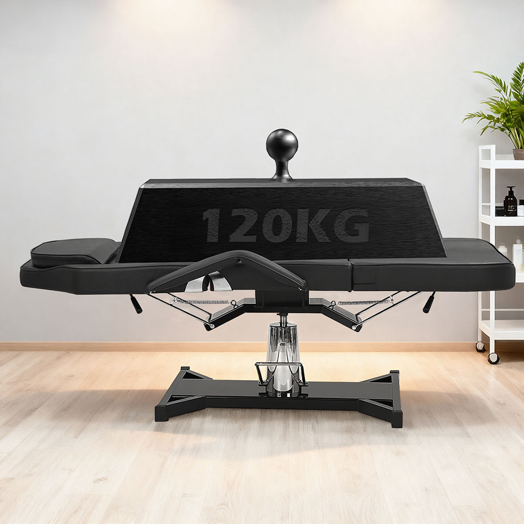 Massageliege hydraulisch verstellbar Massagetisch 3-fach klappbar schwarz 182x55x60cm – Bild 8