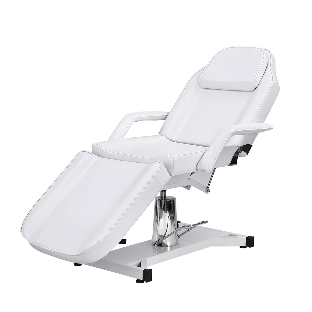 Massageliege hydraulisch verstellbar Massagetisch 3-fach klappbar weiß 182x55x60cm