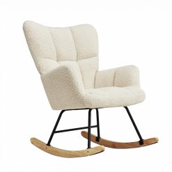 Schaukelstuhl Cremeweiß Relax Sessel Wohnzimmer bis 150kg 69x91x98cm