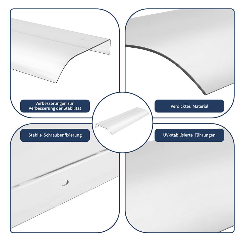 2er-Set Vordach Haustür transparent Polycarbonat Überdachung 100x33,6x5,5 cm – Bild 5