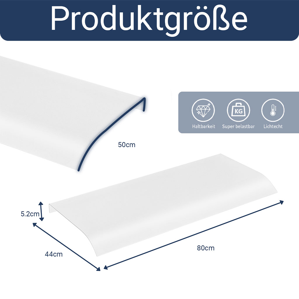 Vordach Haustür Matt Polycarbonat Überdachung Wandmontage 80x44x5,2 cm – Bild 7