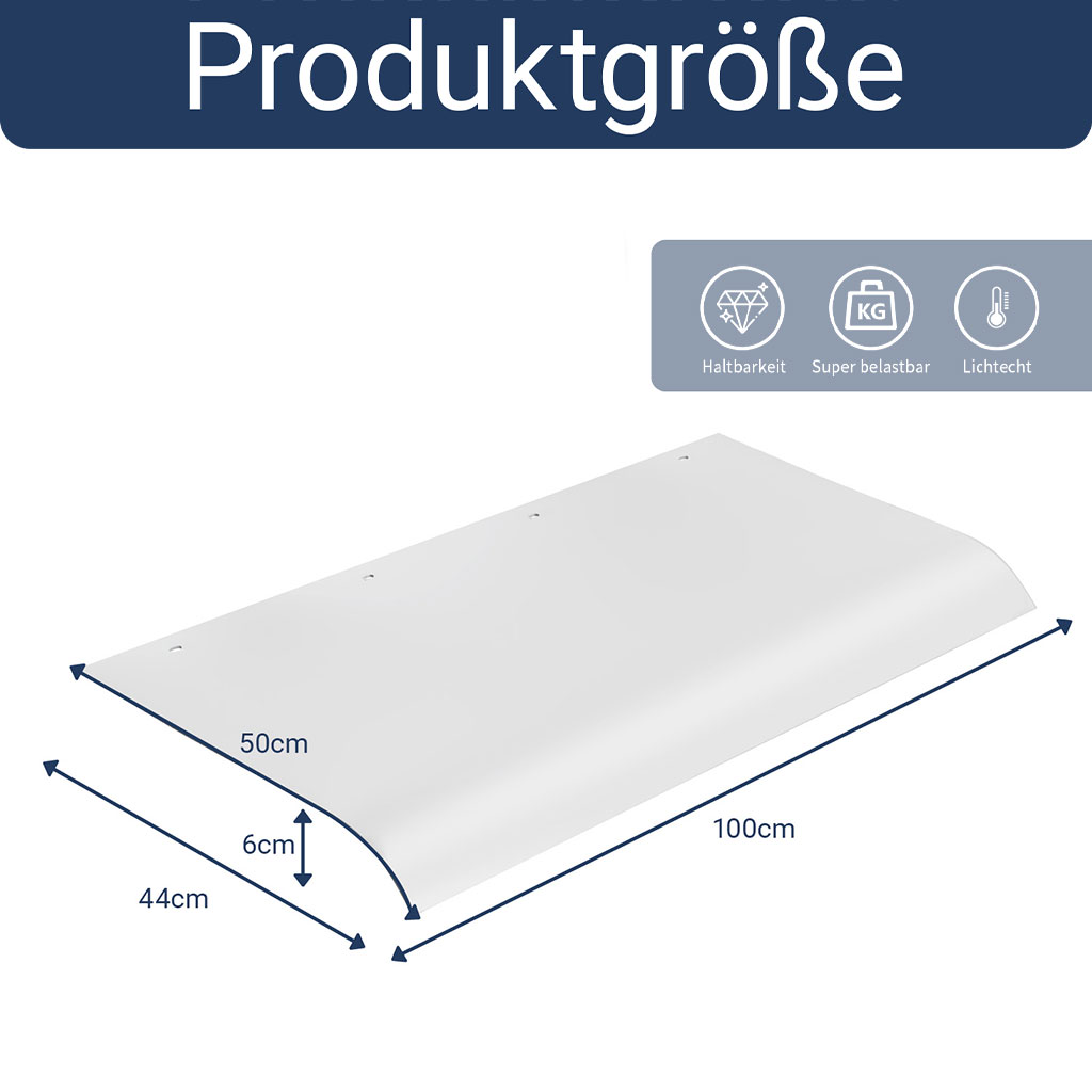 Vordach Haustür Transparent Polycarbonat Überdachung Flachmontage 100x44x6 cm – Bild 7