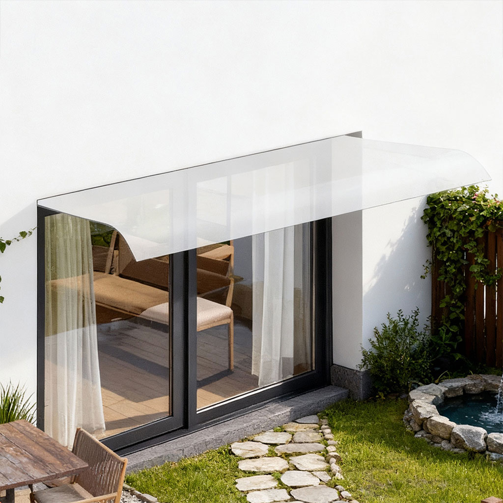 Vordach Haustür Transparent Polycarbonat Überdachung Flachmontage 100x44x6 cm – Bild 2