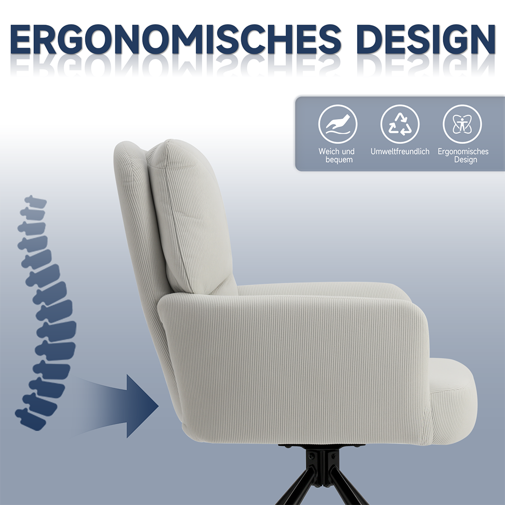 Esszimmerstühle 360° drehbar mit Armlehnen Küchenstuhl weiß 49x53x94cm – Bild 5