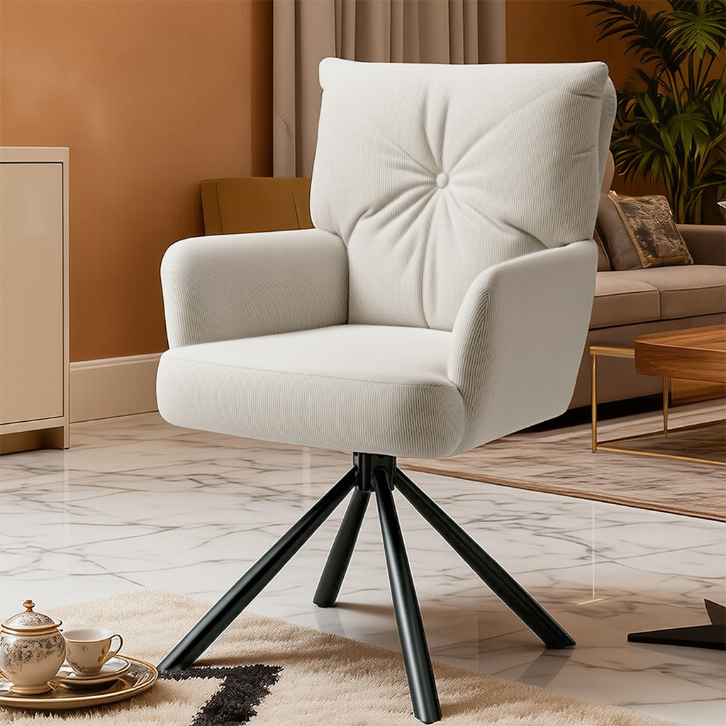 Esszimmerstühle 360° drehbar mit Armlehnen Küchenstuhl weiß 49x53x94cm – Bild 7