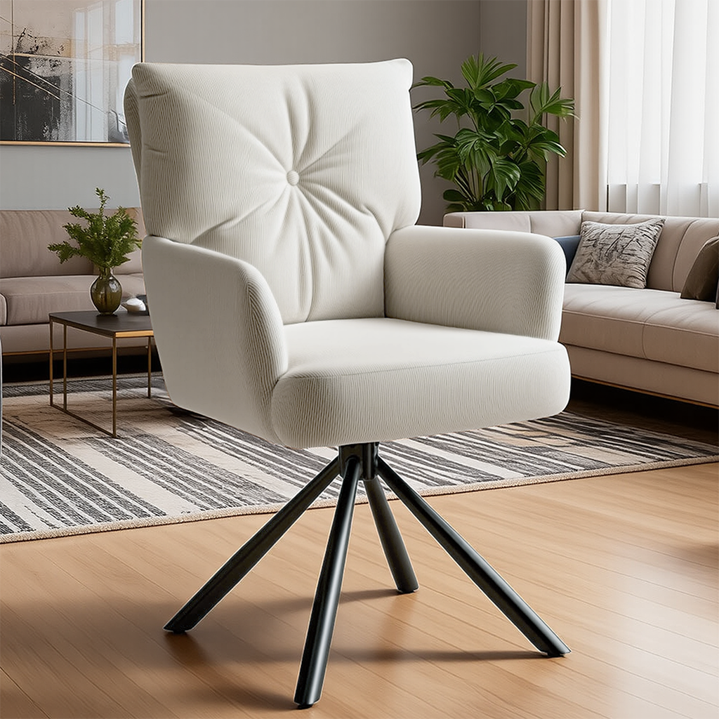 Esszimmerstühle 360° drehbar mit Armlehnen Küchenstuhl weiß 49x53x94cm – Bild 2