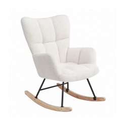 Schaukelstuhl weiß Samt Relax Sessel Wohnzimmer 150kg 70x84.5x97.5cm