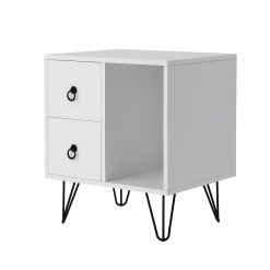 Sideboard mit 2 Schubladen + offenem Fach Kommode Wohnzimmer weiß 40x48x55cm