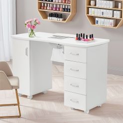 Manikürtisch Schrank 2 Ebenen Nageltisch 4 Schubladen weiß 47.5x120x82cm