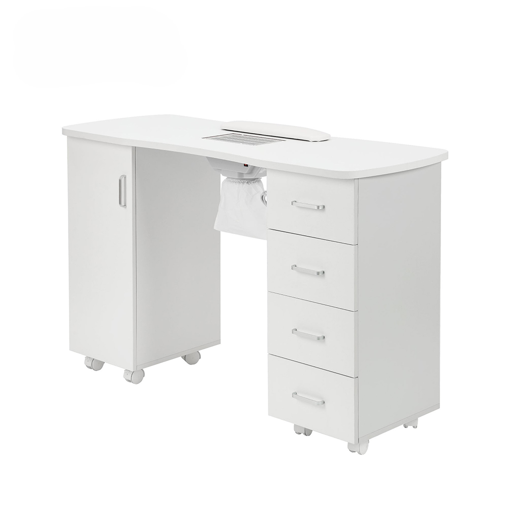 Manikürtisch Schrank 2 Ebenen Nageltisch 4 Schubladen weiß 47.5x120x82cm